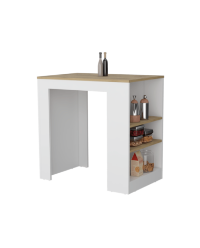 Barra de Cocina Victory, Blanco Nevado y Macadamia, con Tres Entrepaños ZF