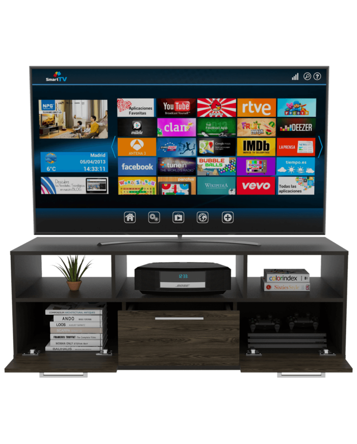 Mesa Para Tv Wema, Wengue y Chocolate, con Espacio Para Televisor y varios entrepaños