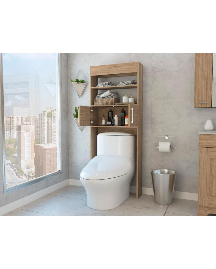 Gabinete de Baño Oporto, Miel, con Variedad de Entrepaños