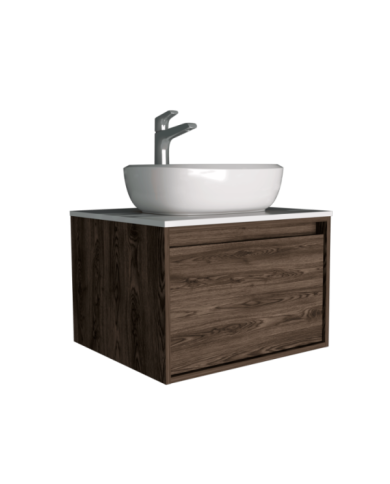 Mueble Lavamanos Terci, Chocolate, con Espacio para Guardar Objetos de Aseo Personal