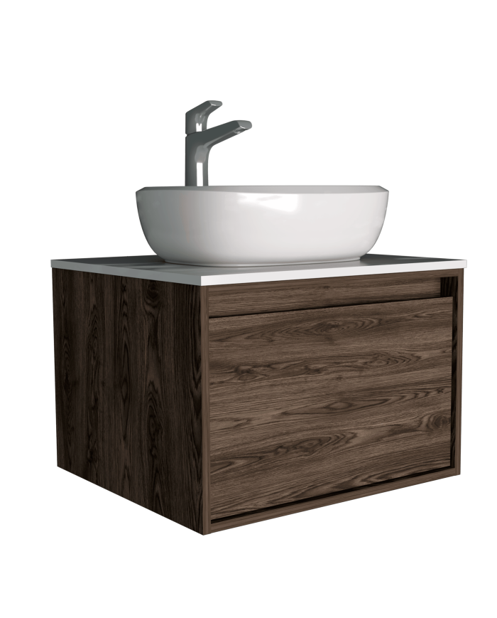 Mueble Lavamanos Terci, Chocolate, con Espacio para Guardar Objetos de Aseo Personal