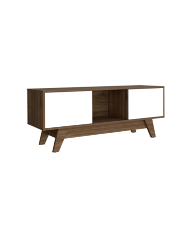Mesa de Tv Rizzo, Castaño y Blanco Duqueza, con Espacio Para Televisor