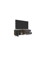 Mesa Para Tv Nashira, Nogal y Plata Oscuro, con Espacio Para Televisor de Hasta 65 Pulgadas