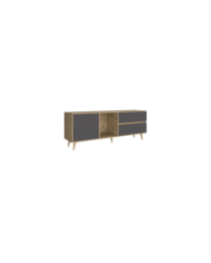 Mesa Para Tv Nashira, Macadamia y Plata Oscuro, con Espacio Para Televisor de Hasta 65 Pulgadas