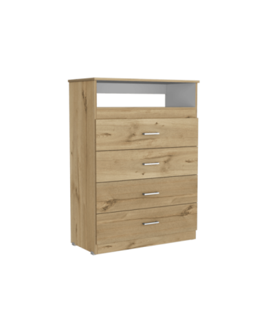 Organizador Barlovento, Café Claro y Blanco, con Cuatro Cajones Organizadores