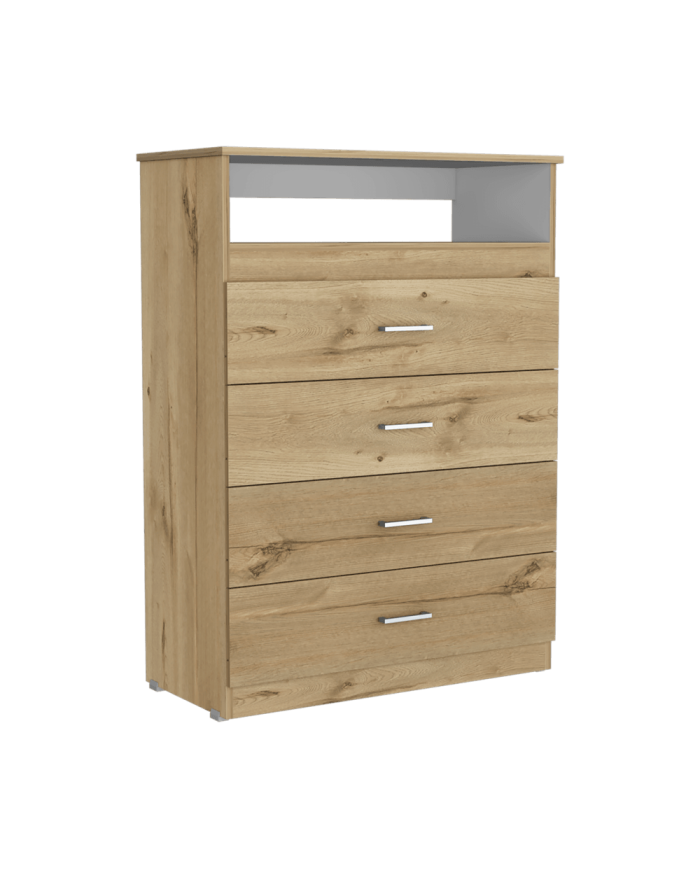 Organizador Barlovento, Café Claro y Blanco, con Cuatro Cajones Organizadores