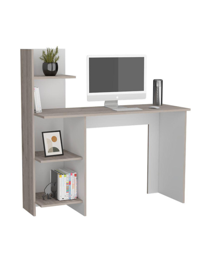 Escritorio ¡Wow!, Humo y Blanco Duqueza, con Cuatro Entrepaños