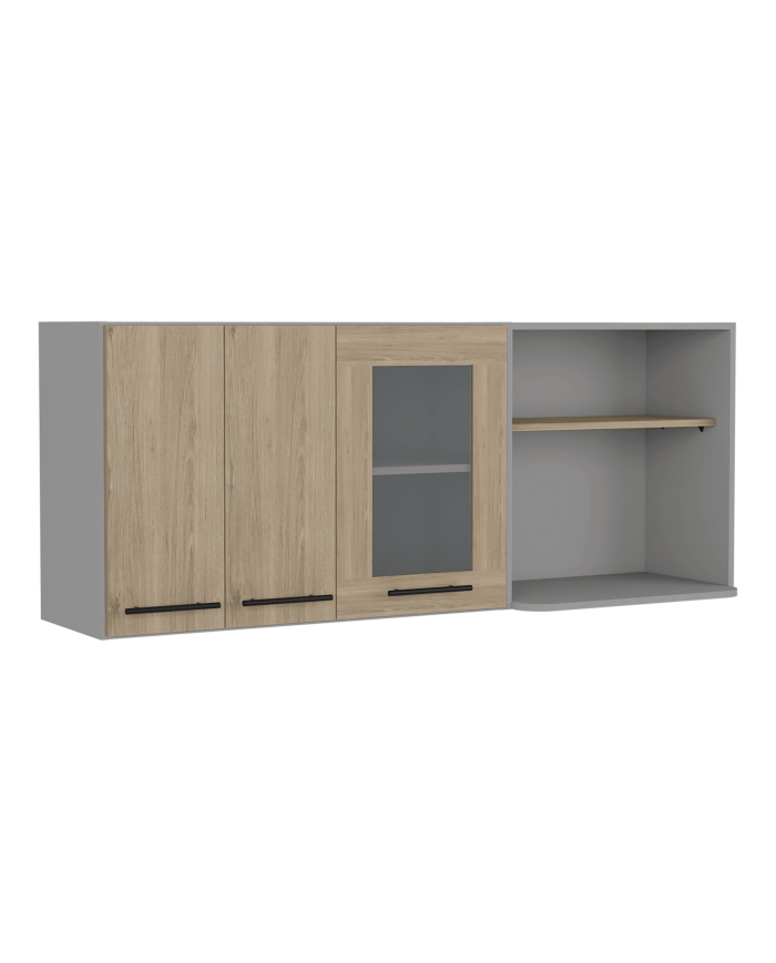 Gabinete Superior Kazán, Beige y Gris, con Gran Capacidad de Almacenamiento