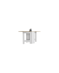 Mesa Auxiliar de Cocina Plegable Merida, Blanco y Macadamia, con Amplia Superficie