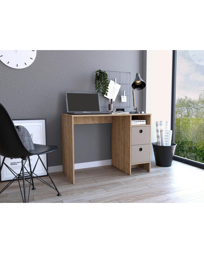 Escritorio Khaly, Miel y Cocoa, con Dos Cajones Organizadores