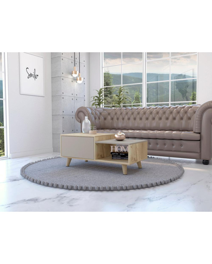 Mesa de Centro Trueno, Café Claro y Cocoa, con Amplio Espacio Ideal Para Ubicar Decoraciones