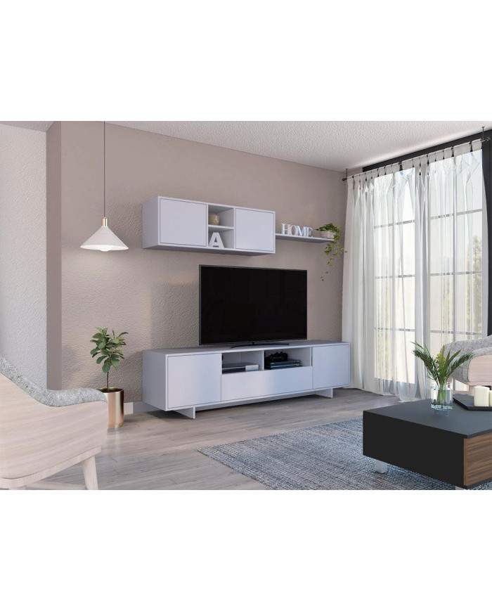 Mesa Para Tv Abni, Blanco, incluye Mueble Superior