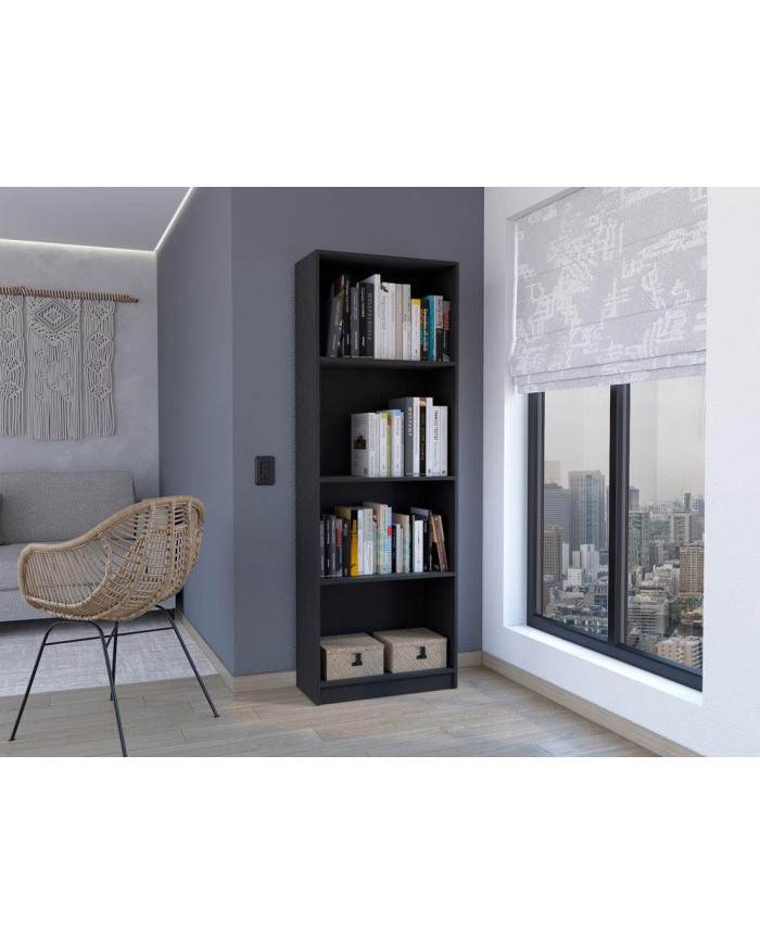 Biblioteca Home, Wengue, con Cuatro Entrepaños