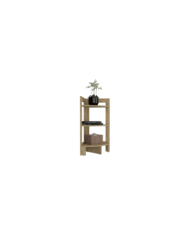 Mesa Auxiliar Esquinera, Athos, Macadamia, con Tres Entrepaños