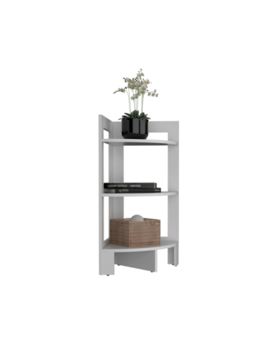 Mesa Auxiliar Esquinera, Athos, Blanco, con Tres Entrepaños