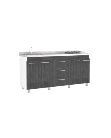 Gabinete Inferior Polux, Blanco y Gris , con Amplia Superficie Superior, No Incluye Mesón