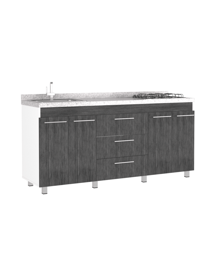 Gabinete Inferior Polux, Blanco y Gris , con Amplia Superficie Superior, No Incluye Mesón