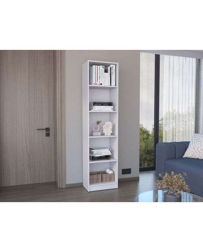 Biblioteca Home Eco, Blanco Duqueza, con Cinco Entrepaños