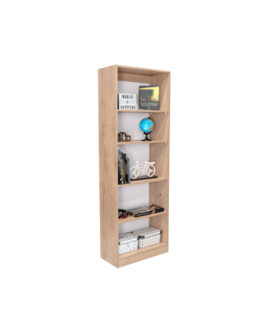 Biblioteca Home, Macadamia y Blanco Cartón, con Cinco Entrepaños