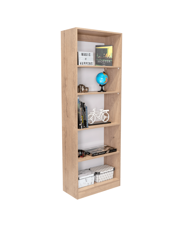 Biblioteca Home, Macadamia y Blanco Cartón, con Cinco Entrepaños