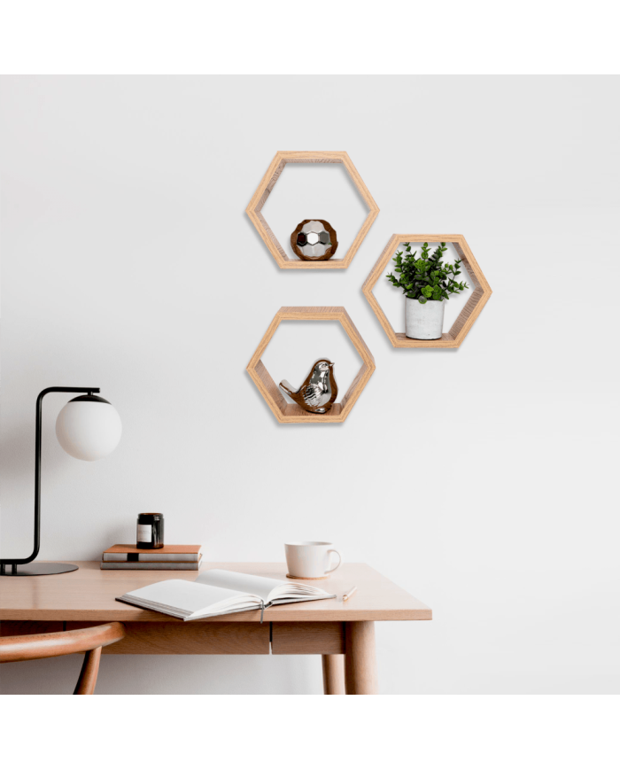 Set de Repisas Hexagonal Hades, Beige, X 3 Unidades
