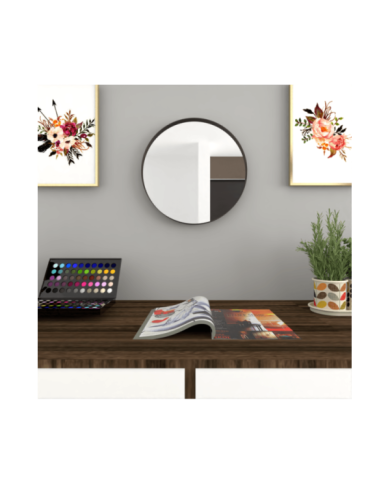 Espejo Circular Bela, Negro, con Marco En Estructura Metálica