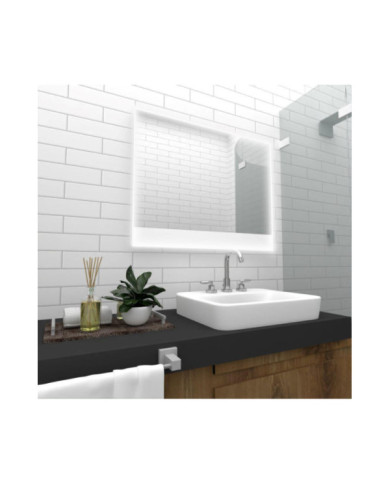 Espejo Rectangular Palermo, Gris, con Luz Led