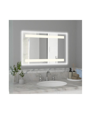 Espejo Rectangular Udine, Gris, con Luz Led