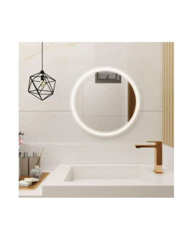 Espejo Circular Venezia, Gris, con Luz Led