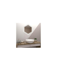 Espejo Hexagonal Wolf, Gris, con Luz Led y Touch