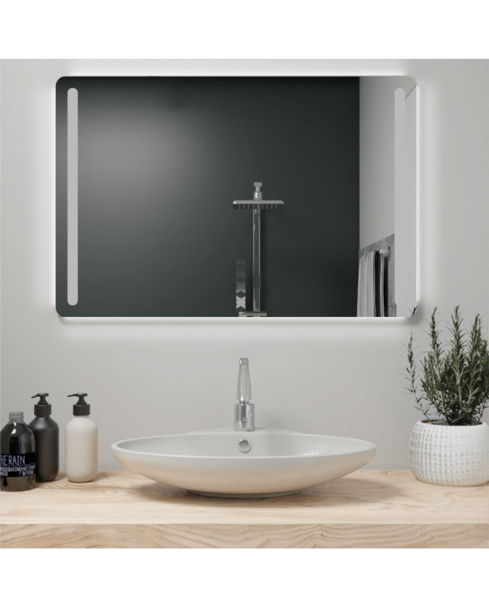 Espejo Rectangular Hera, Gris, con Luz Led