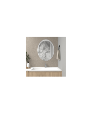 Espejo Ovalado Zahara, Gris, con Líneas Curvas En Samdblasting