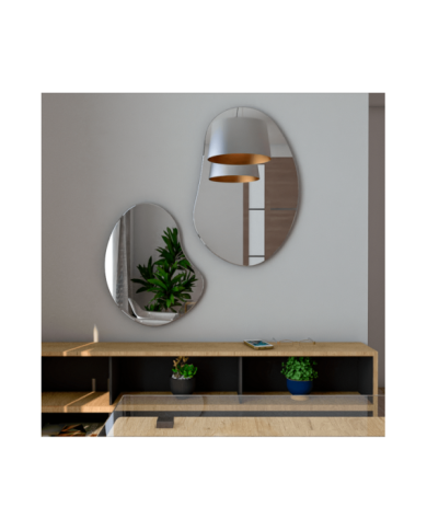 Espejo Irregular Leo, Gris, X 2 Unidades