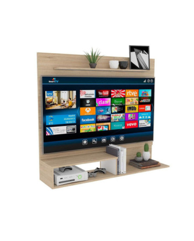 Panel de Tv Ascher, Beige y Blanco, con Espacio Para Televisor de Hasta 55 Pulgadas