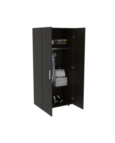 Closet Carlota, Wengue, con Un Tubo Cromado y Dos Entrepaños