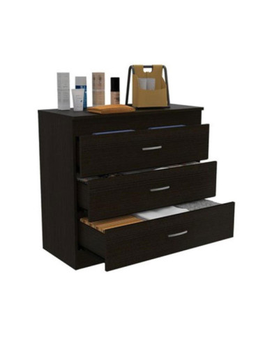 Organizador Conor, Wengue, con Tres Cajones Organizadores y Manijas Metálicas