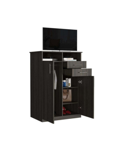 Closet Donat, Grafito, con Dos Cajones Deslizables y Tres Entrepaños Móviles