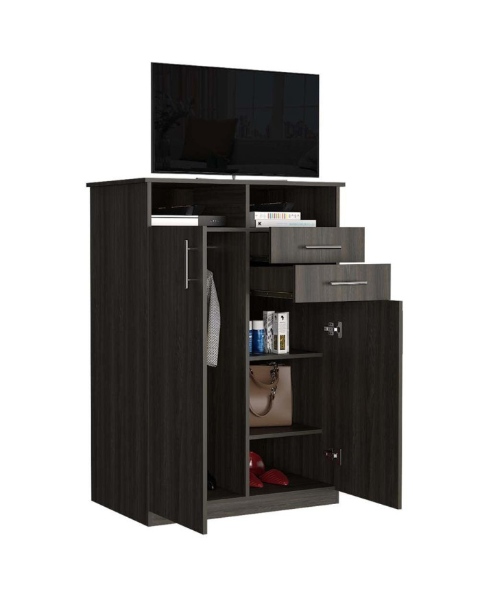 Closet Donat, Grafito, con Dos Cajones Deslizables y Tres Entrepaños Móviles