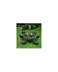 Comedor de Exterior Yogui, Negro, Incluye Cuatro Sillas