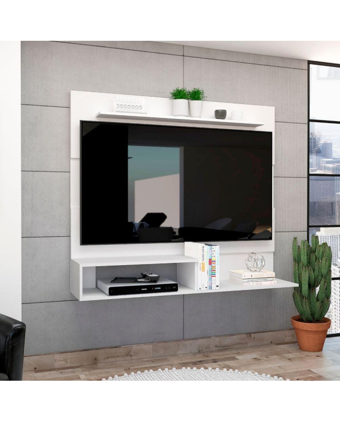 Panel de Tv Ascher, Blanco, con Espacio Para Televisor de Hasta 55 Pulgadas