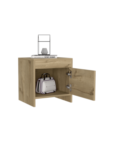 Mesa de Noche Tutto, Café Claro, con Cajón Para Guardar Objetos Ideal Para Espacios Reducidos