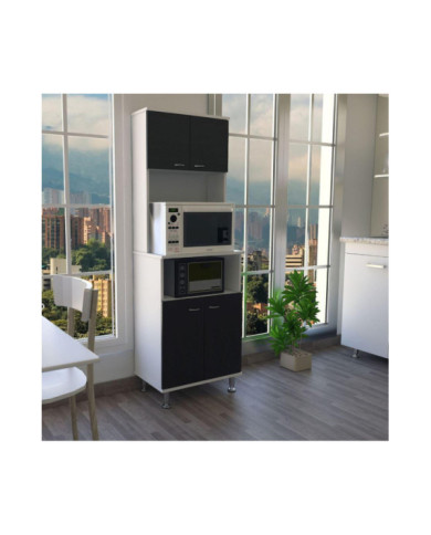 Alacena Catina, Blanco y Wengue, con Gran Capacidad de Almacenamiento