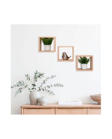 Set de Repisas Cuadradas Eros, Beige, X 3 Unidades