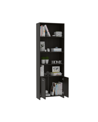 Biblioteca Milán, Wengue, con Dos Puertas Abatibles y Cuatro Entrepaños