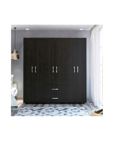 Closet Bariloche Bombay Wengue Variedad de Entrepaños y Seis Puertas Abatibles