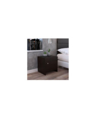 Mesa de Noche Tutto, Wengue, con Un Cajón Amplio Ideal Para Espacios Pequeños