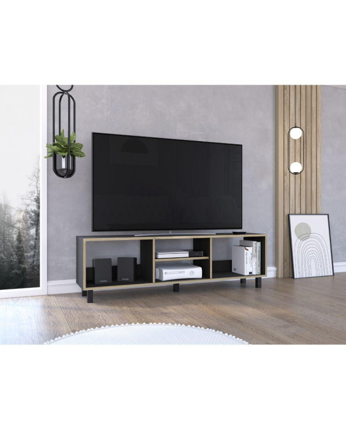 Mesa Para Tv Tunez Wengue y Café Claro Para Televisor Hasta 70 Pulgadas