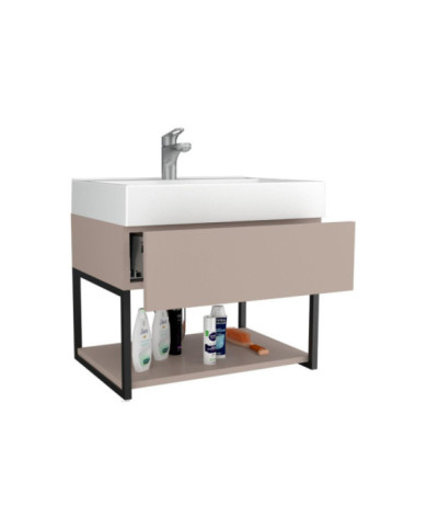 Mueble Lavamanos Zafi, Cocoa, con Un Cajón Ideal Para Guardar Objetos