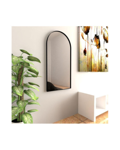 Espejo Rectangular Goliat, Negro, con Marco En Estructura Metálica