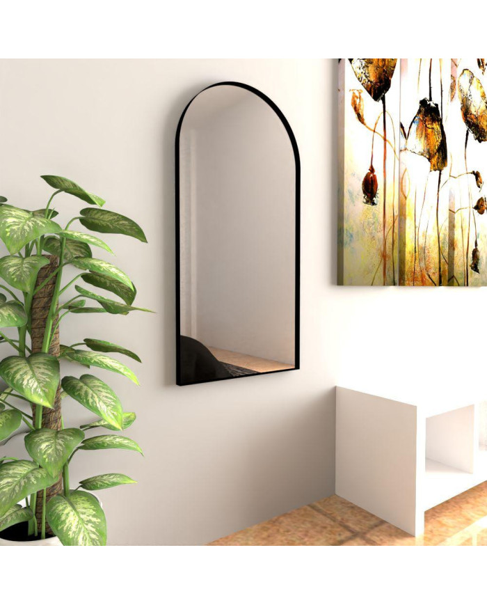 Espejo Rectangular Goliat, Negro, con Marco En Estructura Metálica